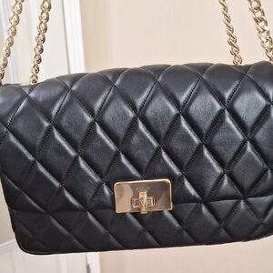 Kate Spade Black Quilted Shoulder Bag with Gold Chain